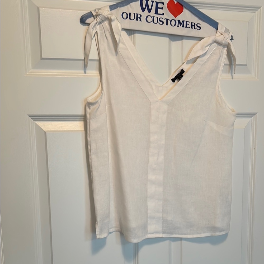 J. Crew White Tie Front Sleeveless Tank